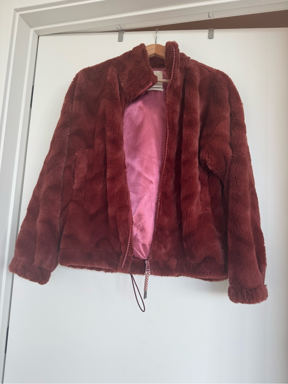 Urban Outfitters Faux Fur Jacket, Deep Red, Size M
